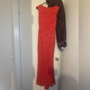 Elegant Pink Coral Lace Dress